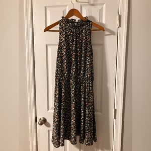 BTFBM Sleeveless Halter Black Floral Dress, Size Large